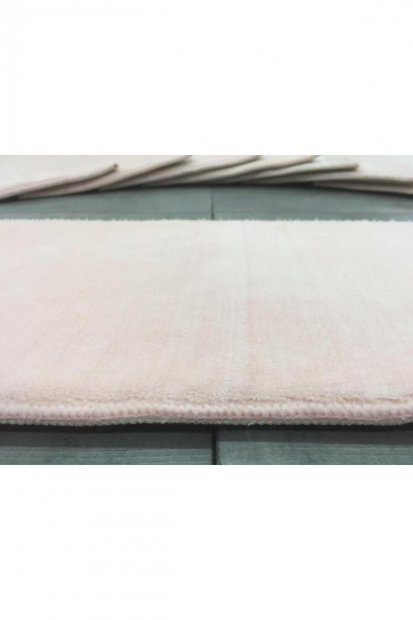 Comfort Pudra (5 Adet) Merdiven Halısı Pufidik Peluş Kaymaz Deri Tabanlı Basamak Paspası - 4