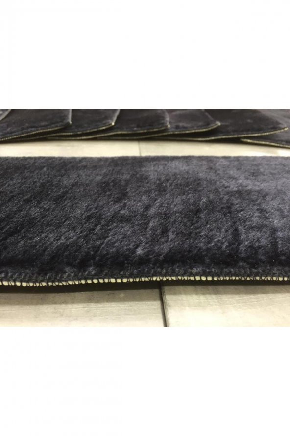 Comfort Siyah (5 Adet) Merdiven Halısı Pufidik Peluş Kaymaz Deri Tabanlı Basamak Paspası - 6
