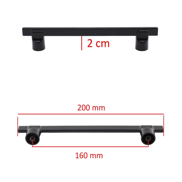 Oval Lama 160 Mm Düz Mobilya Mutfak Dolabı Çekmece Dolap Kapak Kulpu Kulpları Kulbu Siyah Metal Kulp - 2