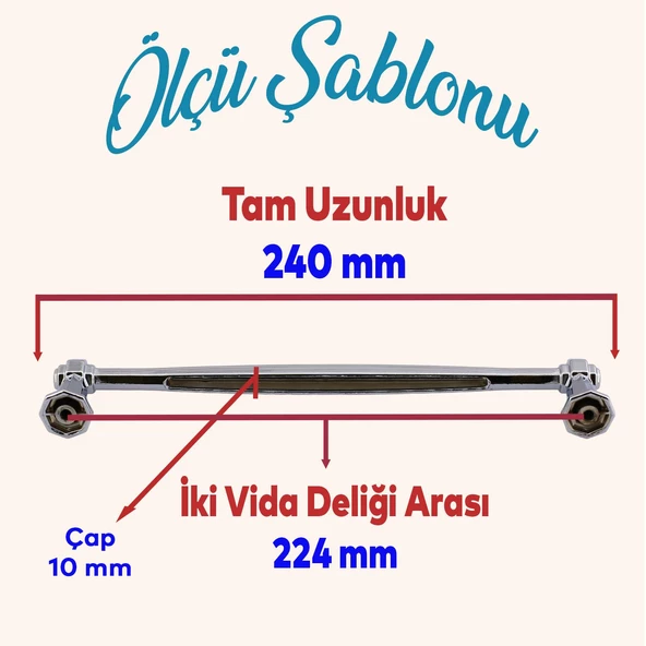 Sütun Mobilya Mutfak Dolabı Çekmece Dolap Kapak Kulpu Düz Metal Kulp Kulbu Kulpu 224 Mm Krom - 2