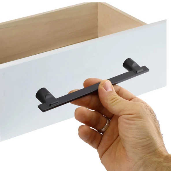 Oval Lama 160 Mm Düz Mobilya Mutfak Dolabı Çekmece Dolap Kapak Kulpu Kulpları Kulbu Siyah Metal Kulp - 3