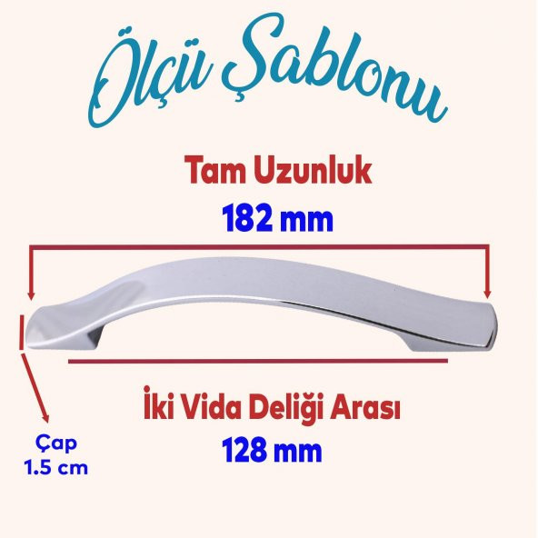 Mobilya Banyo Mutfak Dolabı Çekmece Dolap Kapak Kulpu Düz Metal Kulp Kulbu Kulpu 128 mm Krom - 2