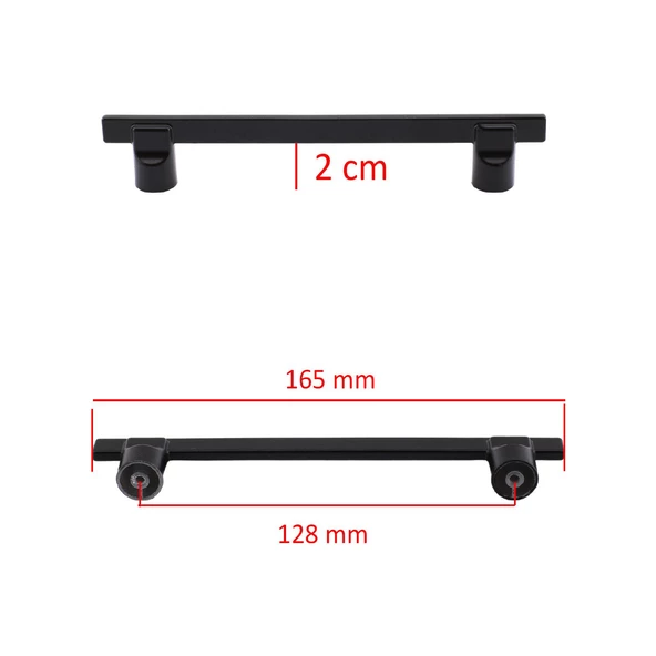 Mobilya Düz Mutfak Dolabı Çekmece Dolap Kapak Kulpu Kulpları Oval Lama 128 Mm Kulp Siyah Metal Kulbu - Resim 2