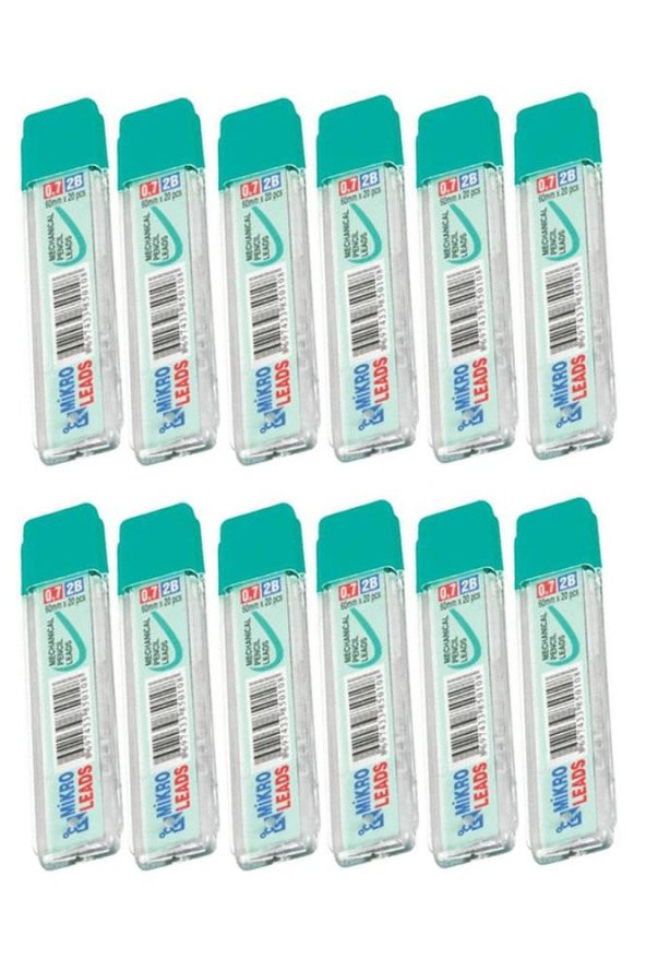 Kalem Ucu 2B 0,7 mm 12 Adet Mekanik Uçlu Otomatik Kurşun Kalem Ucu 2B 60mm x 0,7mm Siyah Mikro Uç Kısa - 2