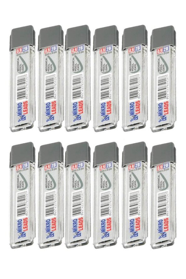 Kalem Ucu 2B 0,9 mm 12 Adet Mekanik Uçlu Otomatik Kurşun Kalem Ucu 2B 60mm x 0,9mm Siyah Mikro Uç Kısa - 2