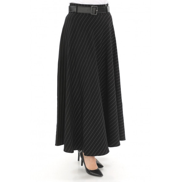 SORALLİNE KADIN KIŞLIK KLOŞ ETEK 779 SİYAH ÇİZGİLİ - 3