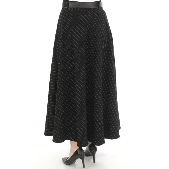 SORALLİNE KADIN KIŞLIK KLOŞ ETEK 779 SİYAH ÇİZGİLİ - 4