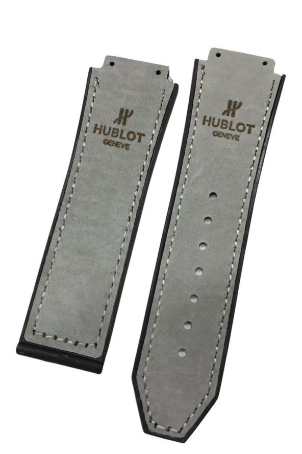 Hublot Senna Uyumlu Süet Yüzeyli Açık Gri Silikon Saat Kordonu - 1