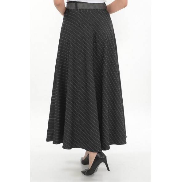 SORALLİNE KADIN KIŞLIK KLOŞ ETEK 779 GRİ ÇİZGİLİ - 4