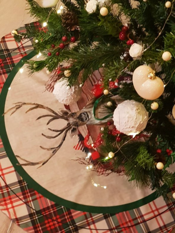 Yılbaşı Çam Ağacı Örtüsü Gnome ve geyikleri Christmas partisi - 2