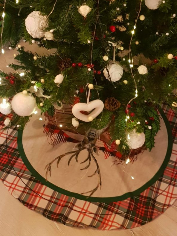 Yılbaşı Çam Ağacı Örtüsü Gnome ve geyikleri Christmas partisi - 3