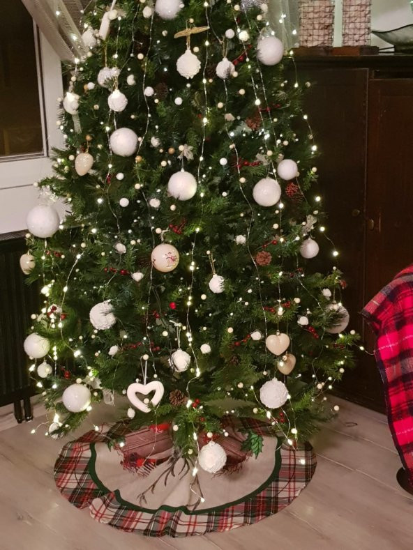 Yılbaşı Çam Ağacı Örtüsü Gnome ve geyikleri Christmas partisi - 4