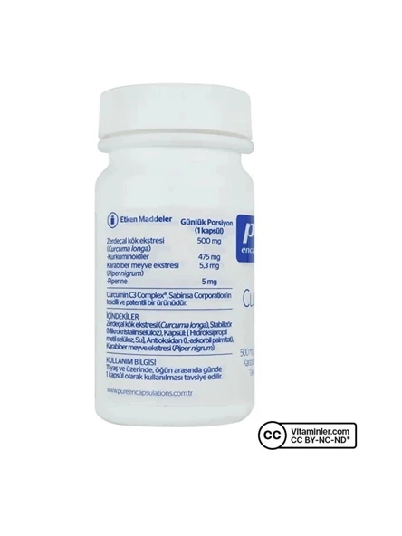 Pure Encapsulations Curcumin 500 mg 30 Kapsül - Resim 2