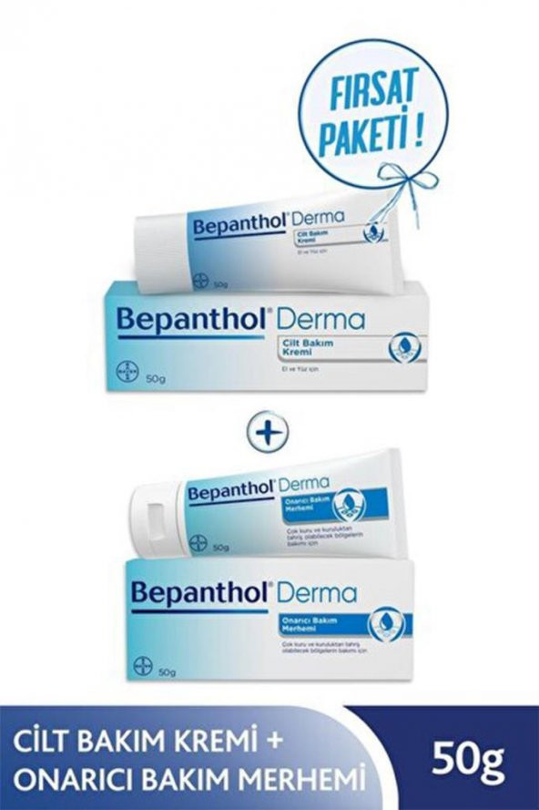 Bepanthol Derma Onarıcı Bakım Merhemi 50 gr+Cilt Bakım Kremi 50 gr Avantajlı Paket
