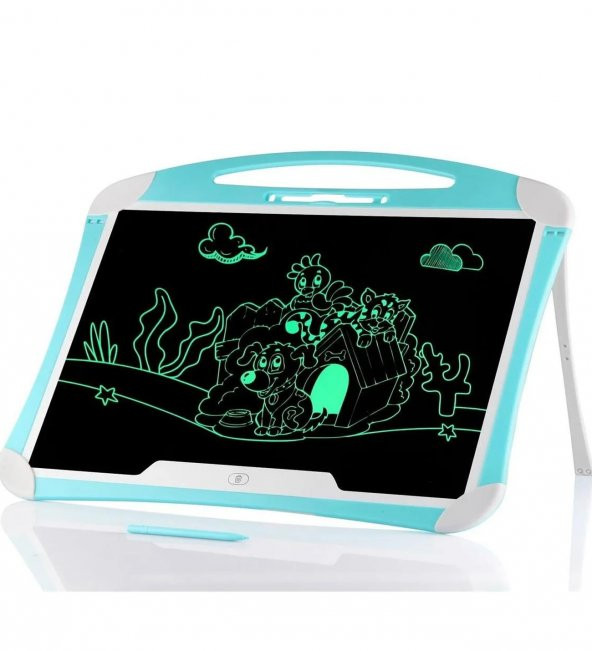 20 Inch, Kalemli LCD Dijital Çizim-Eğitim Yazı Tableti, Dijital Çizim Pedi-20 inç, Mavi