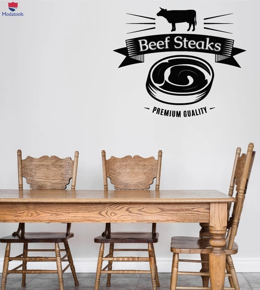 Izgara Barbekü Steak House Cafe Benzersiz Hediyelik için Duvar Biftek Dekorasyon Sticker Logosu