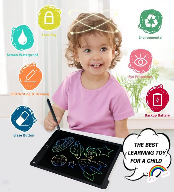 10 Inch, Kalemli LCD Dijital Çizim-Eğitim Yazı Tableti, Dijital Çizim Pedi-10 inç, Siyah - 2
