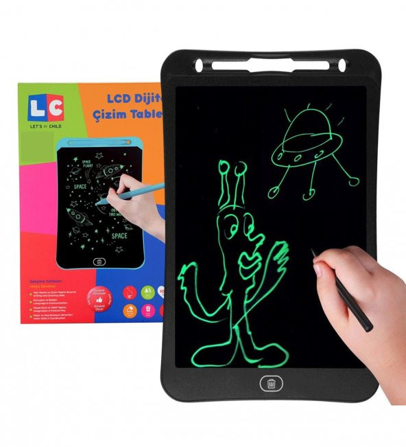 10 Inch, Kalemli LCD Dijital Çizim-Eğitim Yazı Tableti, Dijital Çizim Pedi-10 inç, Siyah - 5