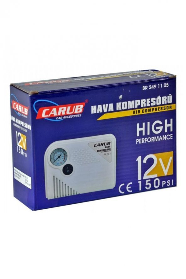 Carub BR2491105 150 PSI Basınçlı Hava Kompresörü Beyaz Mini Hava Pompası ürün görseli