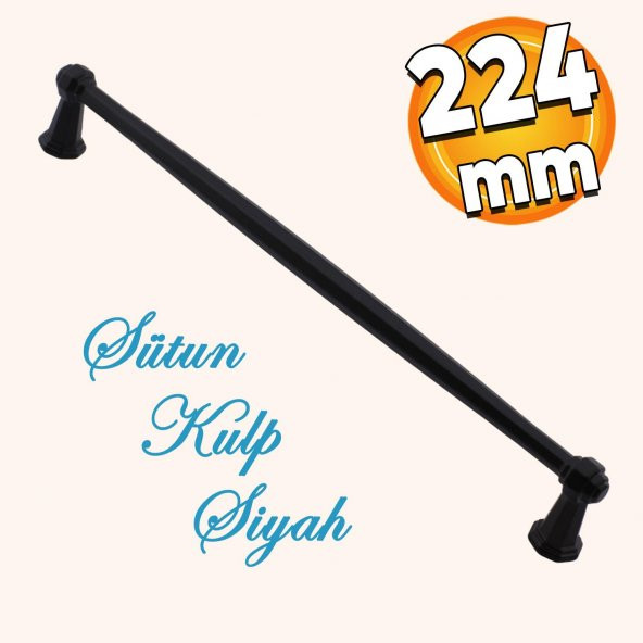 Sütun Mobilya Mutfak Dolabı Çekmece Dolap Kapak Kulpu Düz Metal Kulp Kulbu Ayder Kulpu 224 mm Siyah