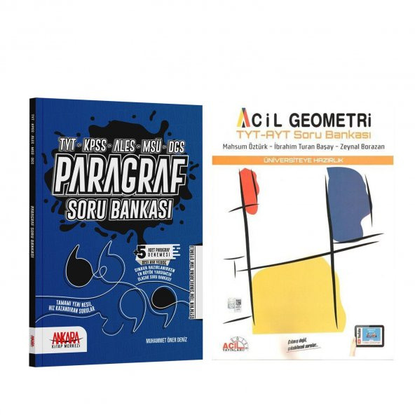 Acil Yayınları TYT AYT Geometri ve Ankara Kitap Merkezi Paragraf Soru Bankası Seti 2 Kitap