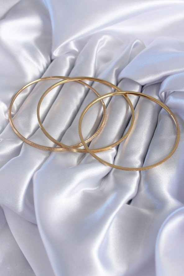 316L Çelik Gold Renk İşleme Detay Ajda Model Kadın Bileklik - Resim 2