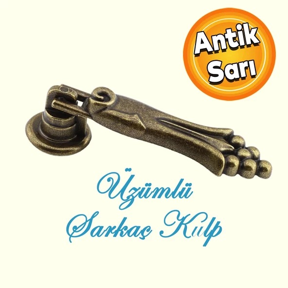 Üzümlü Sallama Sarkaç Metal Eskitme Antik Sarı Halka Mobilya Mutfak Dolap Kulpu Kulbu Kulpları