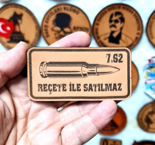 7,62 Reçete İle Satılmaz Deri PEÇ  -Arma - Leather Patch - 3