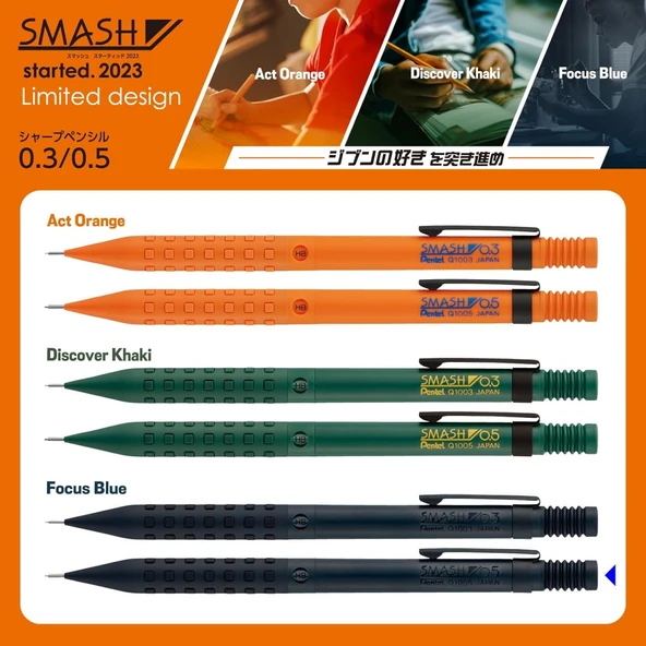 Pentel Smash 2023 Limited Edition 0.5mm Mekanik Kurşun Kalem Focus Blue / Q1005-PLS3 - Resim 7