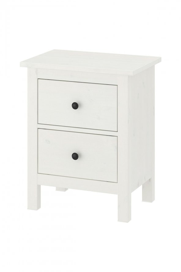 Komodin-Şifonyer HEMNES MeridyenDukkan Beyaz Vernik, 54x66 cm 2 Çekmeceli - 5