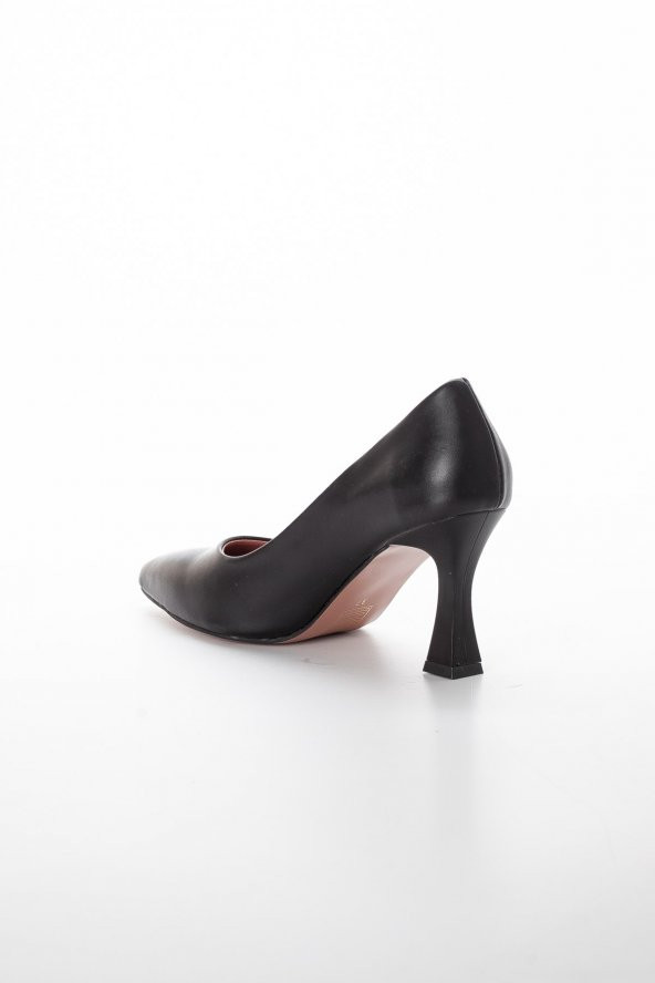 Cilt İnce Topuk Siyah Büyük Numara Kadın Ayakkabısı Topuklu Stiletto - 5