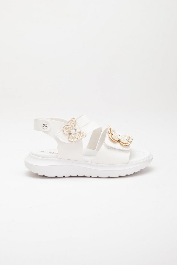 Şirinbebe Şiringenç Kelebek Model Beyaz Kız Bebek Çocuk Sandalet - 2