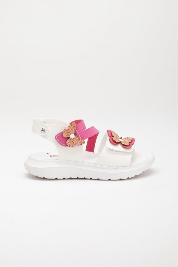 Şirinbebe Şiringenç Kelebek Model Fuşya Kız Bebek Çocuk Sandalet - 2