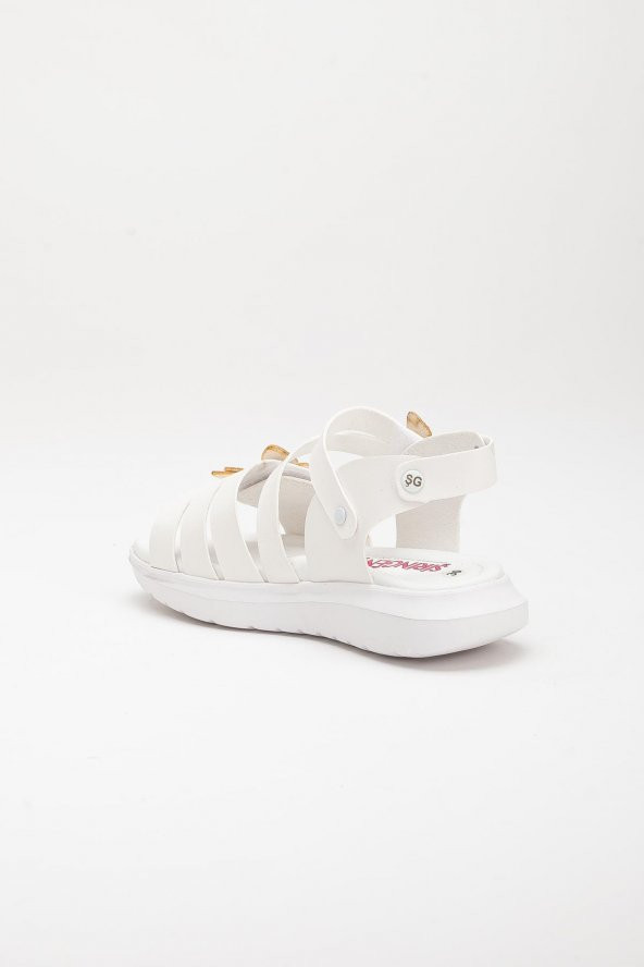 Şirinbebe Şiringenç Kelebek Model Beyaz Kız Bebek Çocuk Sandalet - 4