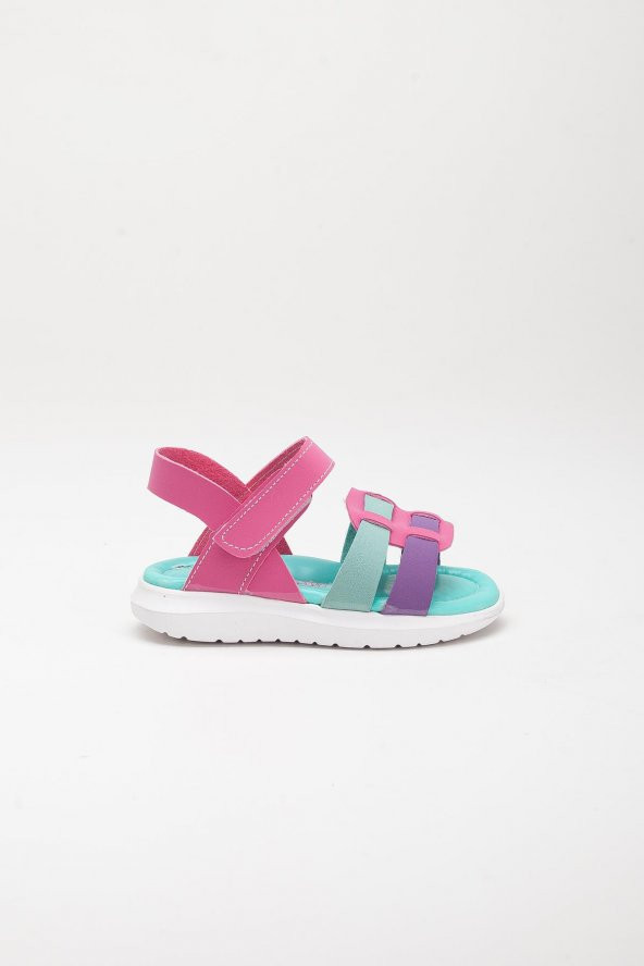 Şirinbebe Şiringenç Kare Baretli Fuşya Kız Bebek Çocuk Sandalet - 5