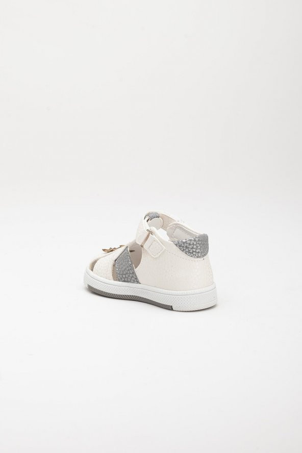 Şirinbebe Şiringenç Çiçekli Model Beyaz Kız ilkadım Bebek Çocuk Ayakkabı Sandalet - Resim 7