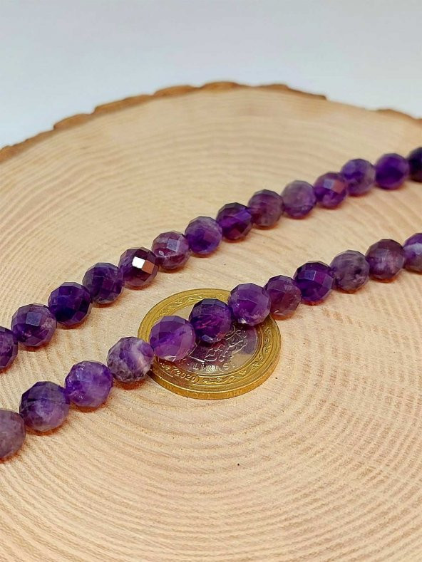 Ametist Taşı Koyu Renk Faset Kesim 8mm Bileklik (39700-tek) - Resim 3