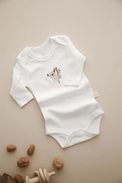 3lü Nakışlı Çıt Çıtlı Uzun Kollu Body-zıbın Model 1 - 5