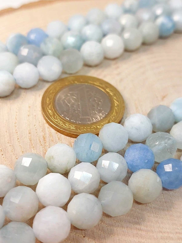 Akuamarin Taşı Faset Kesim 8mm Unisex Bileklik (42520-tek) - Resim 6