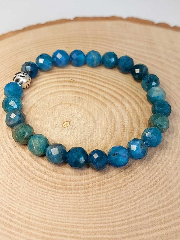 Apatit Taşı Faset Kesim 8mm Unisex Bileklik (42555-tek) - Resim 2