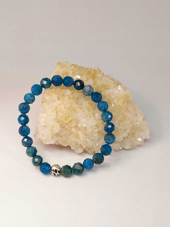 Apatit Taşı Faset Kesim 8mm Unisex Bileklik (42555-tek) - Resim 3