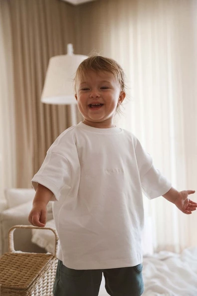 Ohlala Koala Bisiklet Yaka Nakışlı Oversize T-shirt Bebek Çocuk