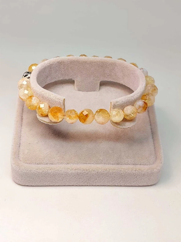 Sitrin Taşı Faset Kesim 8mm Unisex Bileklik (42550-tek) ürün görseli