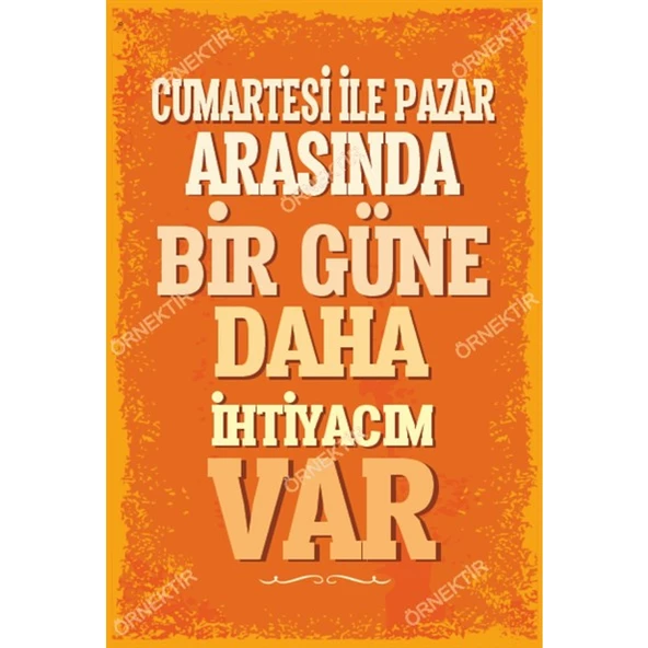 Cumartesi İle Pazar Arasında Bir Güne Daha İhtiyacım Var 20x30