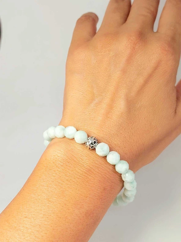 Larimar Taşı Faset Kesim 8mm Unisex Bileklik (42535-tek) - Resim 4