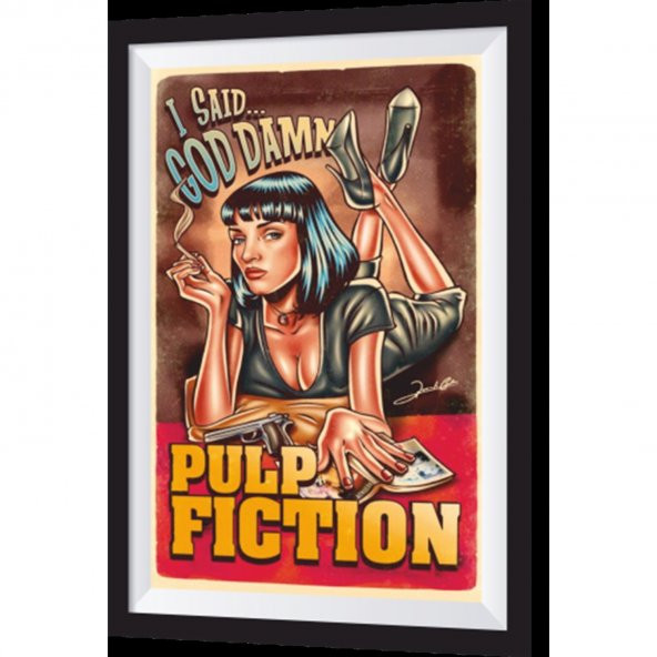 Pulp Fiction Sanatsal Çerçeve Görünümlü Ahşap Tablo 20x30