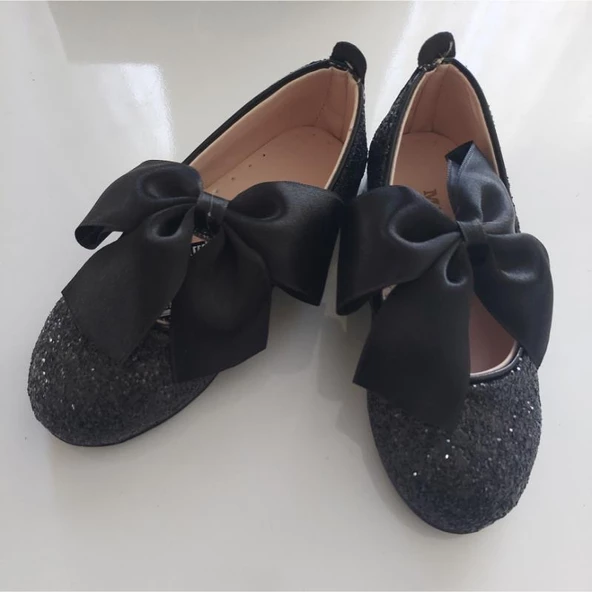 MODAVALS FİYONK VE CAM KIRIĞI DETAYLI KIZ ÇOCUK BABET - SİYAH - 2