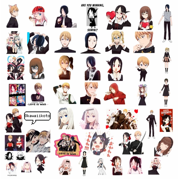 50 Adet Kaguya Sama Love is War Sticker Set