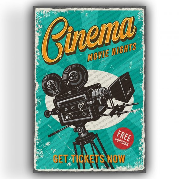 Sinema Retro Vintage Ahşap Poster 20x30