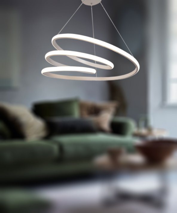 TT Aydınlatma TT301-BY  Yay Modeli Mat Beyaz Led Avize - Resim 2